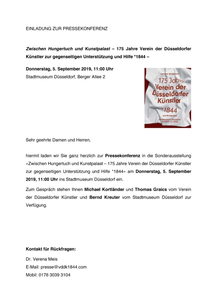 Einladung Zur Pressekonferenz Verein Der Dusseldorfer Kunstler