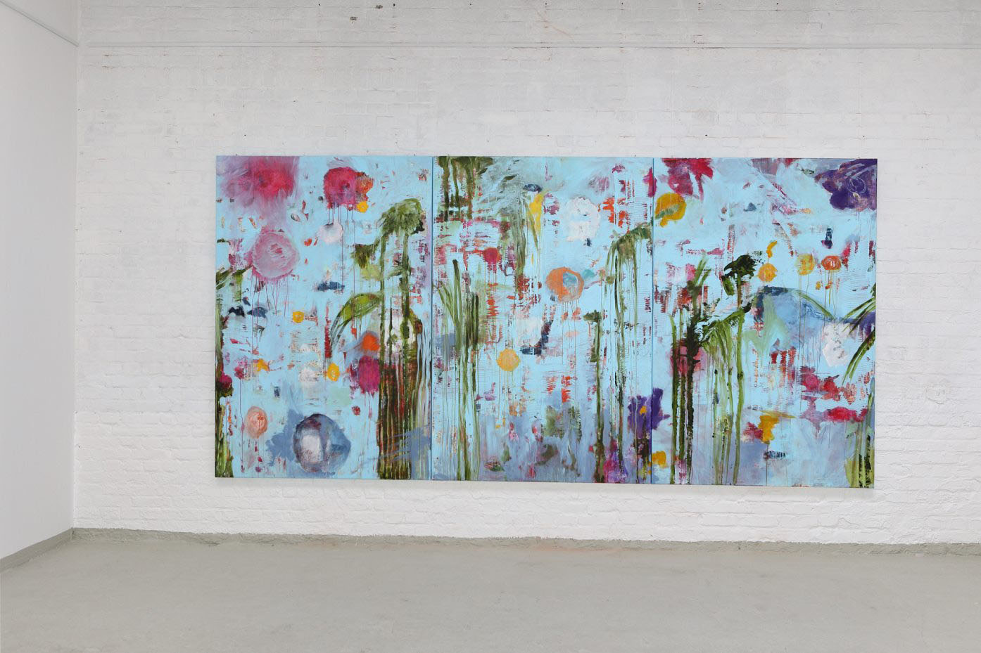 Sonja Kalb – Ausstellungsansicht Ross31 (2022) Aquarius 2022, Mixed media on canvas, 210x420 cm